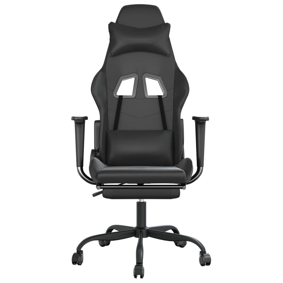 Massage Gamestoel Kunstleer Zwart Met voetensteun