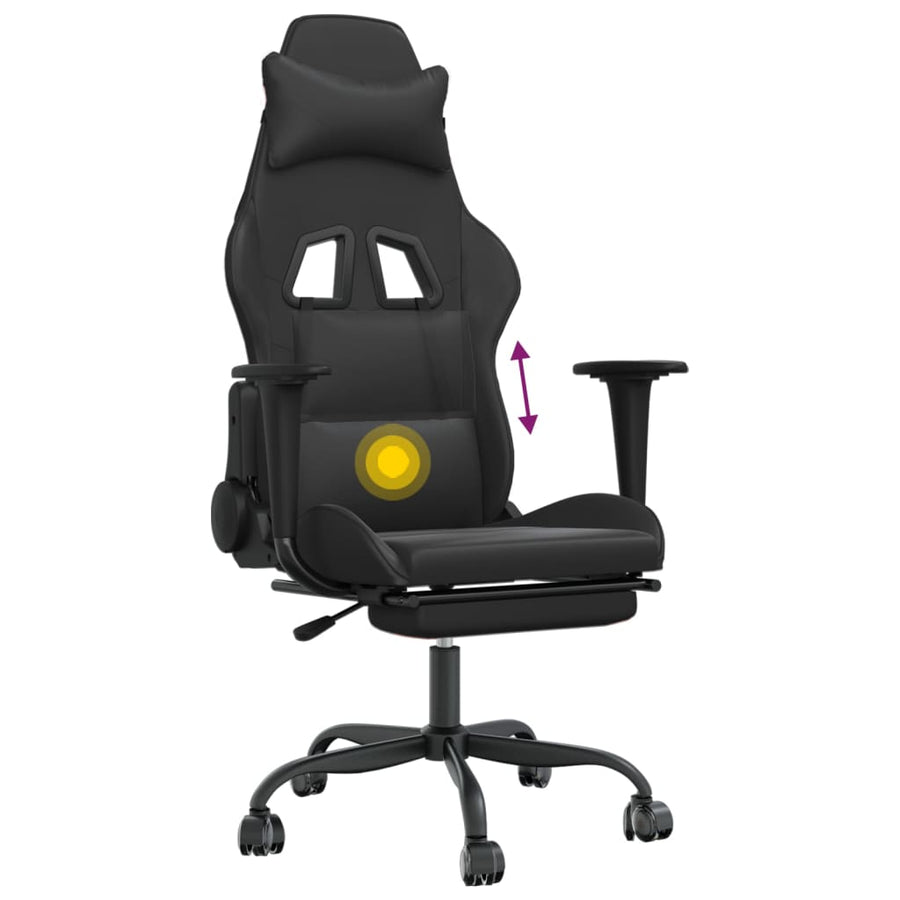 Massage Gamestoel Kunstleer Zwart Met voetensteun