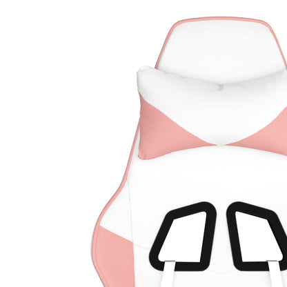 Massage Gamestoel Kunstleer Zwart En Wit en roze Met voetensteun