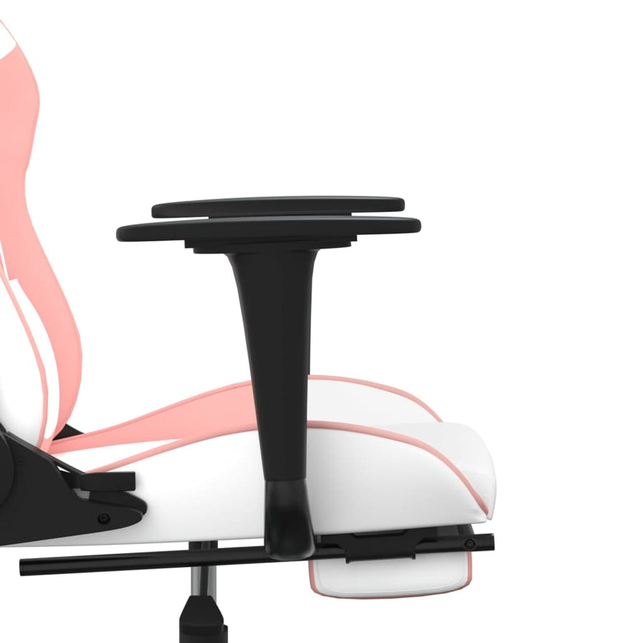 Massage Gamestoel Kunstleer Zwart En Wit en roze Met voetensteun