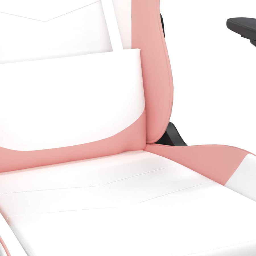 Massage Gamestoel Kunstleer Zwart En Wit en roze Met voetensteun