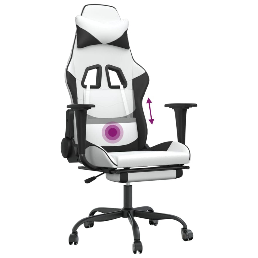 Massage Gamestoel Kunstleer En Wit en zwart