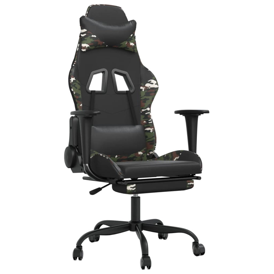 Massage Gamestoel Kunstleer & Zwart en camouflage Met voetensteun