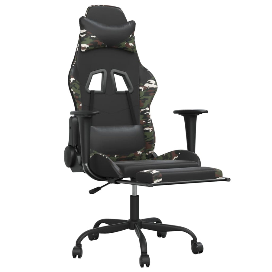 Massage Gamestoel Kunstleer & Zwart en camouflage Met voetensteun