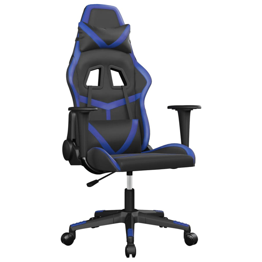 Massage Gamestoel Kunstleer Zwart en blauw Zonder voetensteun