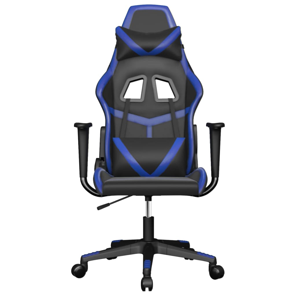 Massage Gamestoel Kunstleer Zwart en blauw Zonder voetensteun