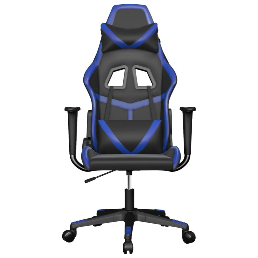 Massage Gamestoel Kunstleer Zwart en blauw Zonder voetensteun