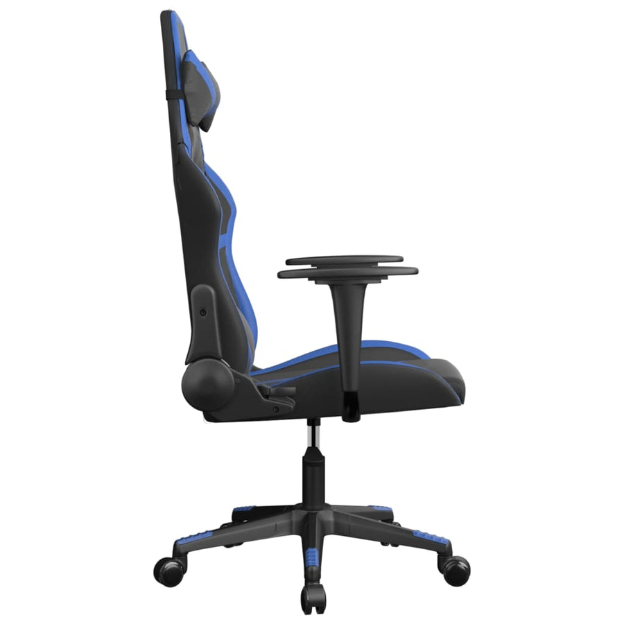 Massage Gamestoel Kunstleer Zwart en blauw Zonder voetensteun