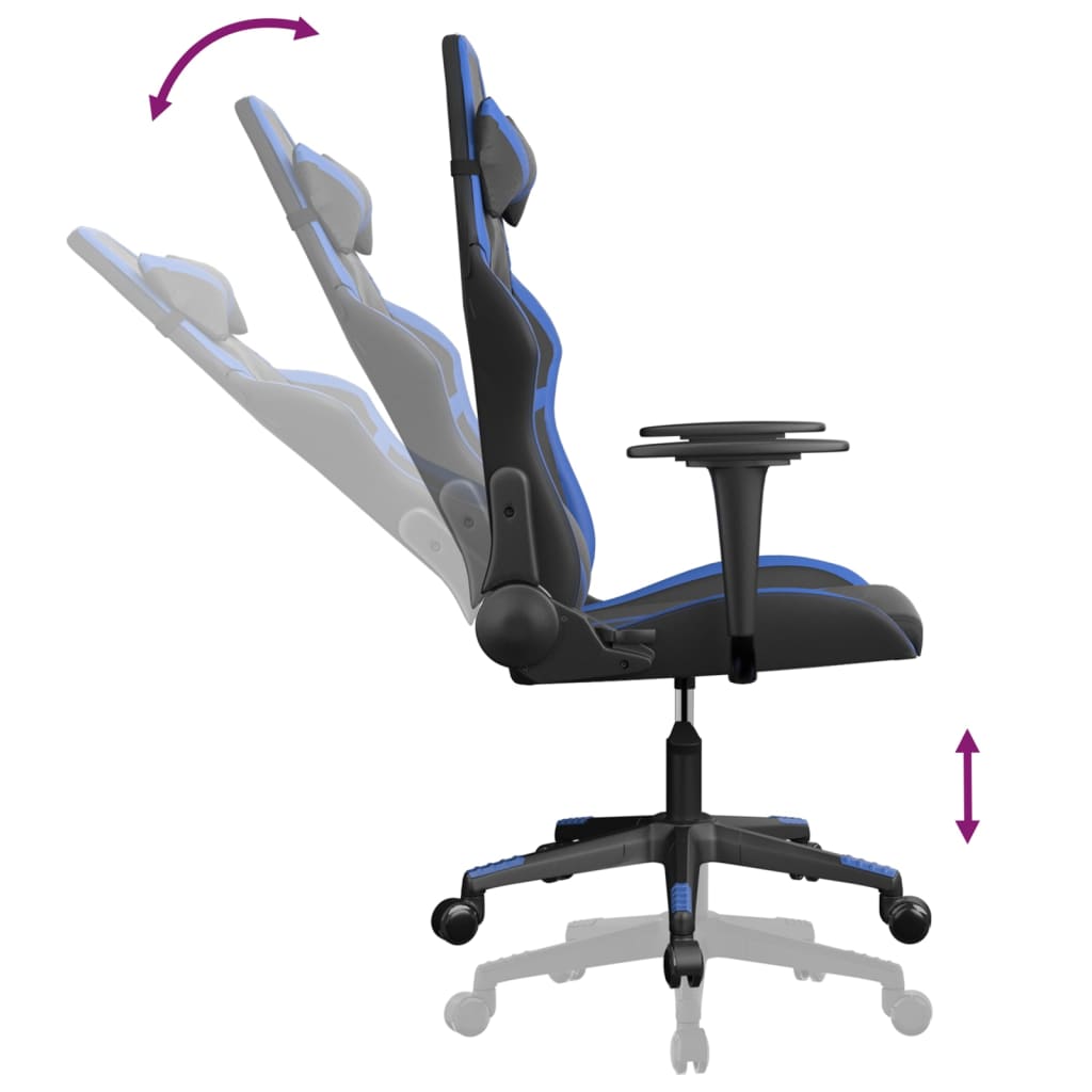 Massage Gamestoel Kunstleer Zwart en blauw Zonder voetensteun