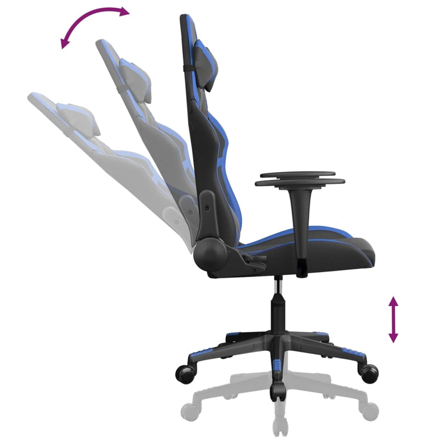Massage Gamestoel Kunstleer Zwart en blauw Zonder voetensteun