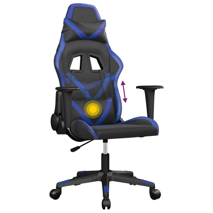 Massage Gamestoel Kunstleer Zwart en blauw Zonder voetensteun