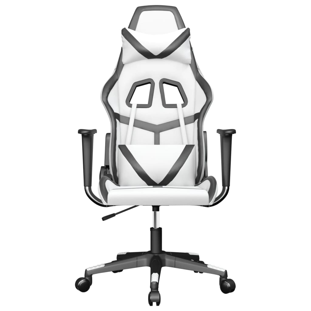 Massage Gamestoel Kunstleer Wit en zwart Zonder voetensteun