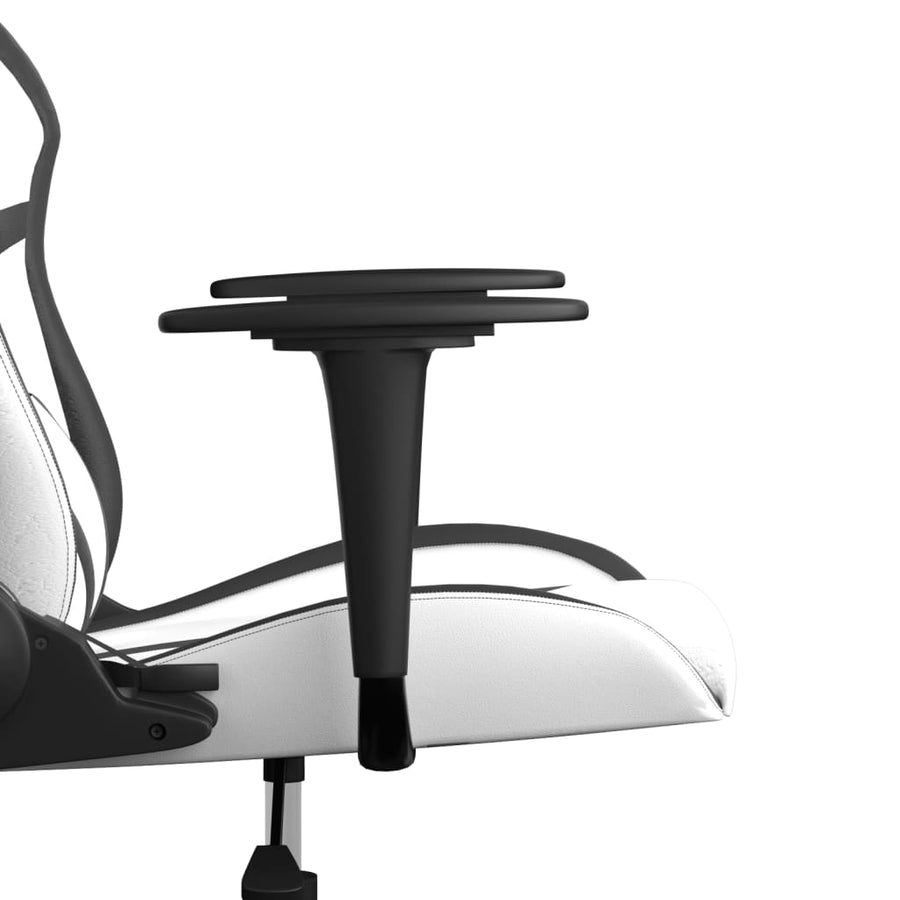 Massage Gamestoel Kunstleer Wit en zwart Zonder voetensteun