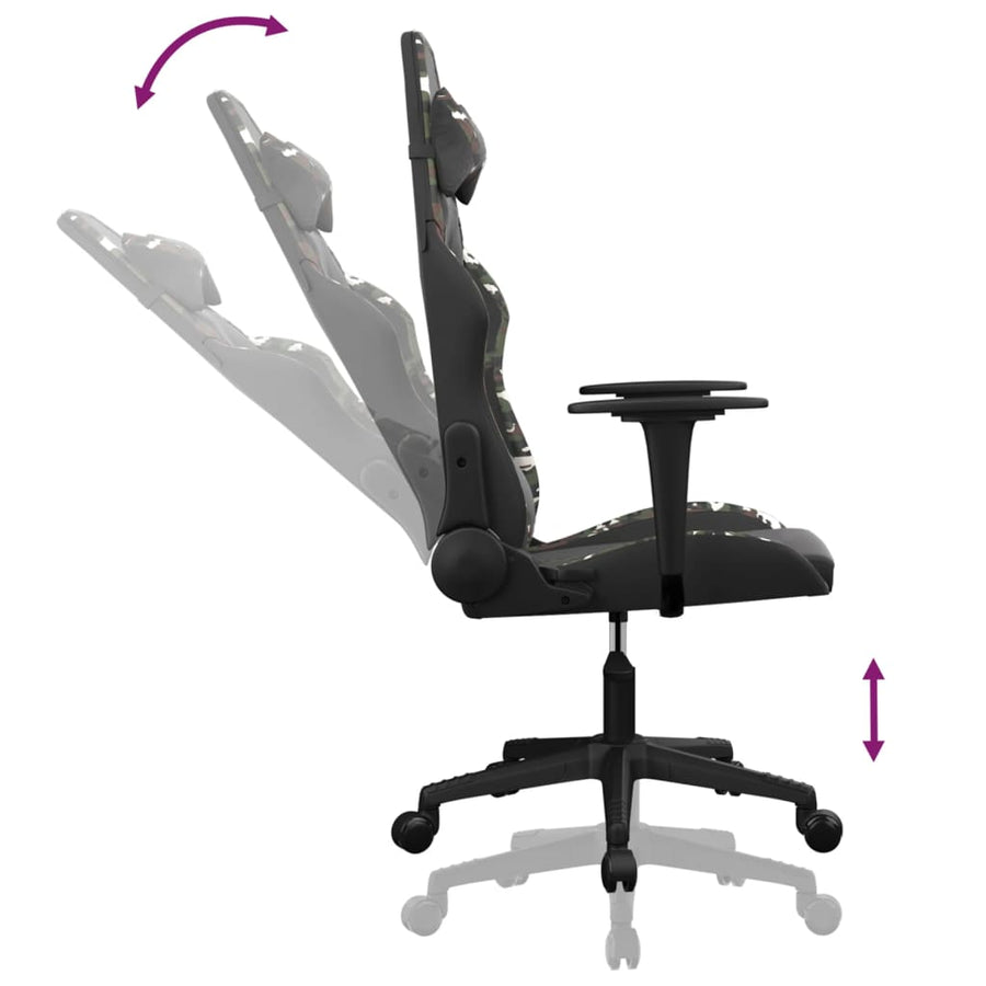 Massage Gamestoel Kunstleer Zwart en camouflage Zonder voetensteun