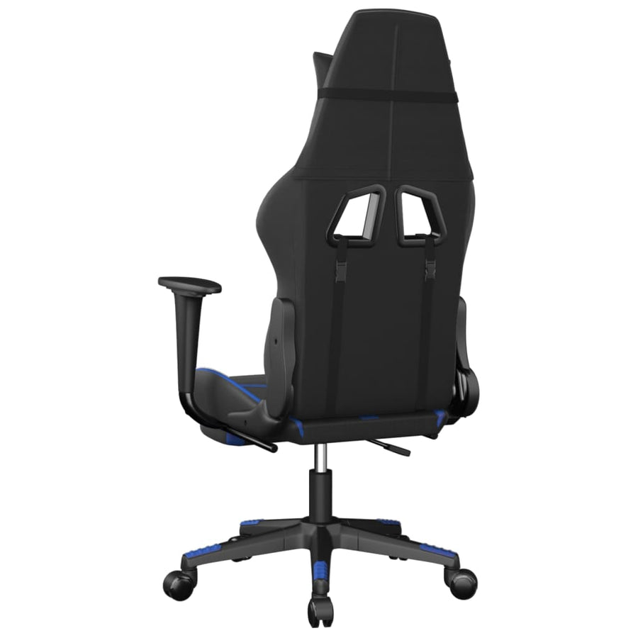 Massage gamestoel met voetensteun kunstleer zwart en blauw Zwart en blauw Met voetensteun