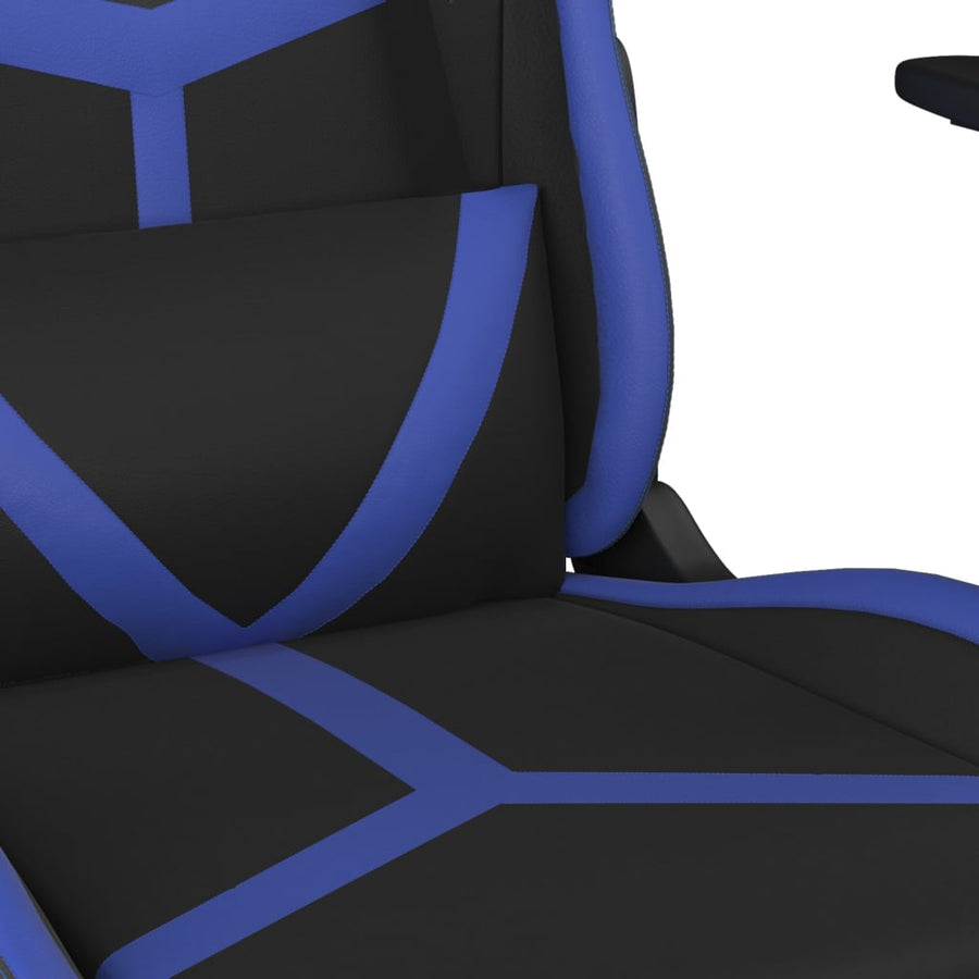 Massage gamestoel met voetensteun kunstleer zwart en blauw Zwart en blauw Met voetensteun