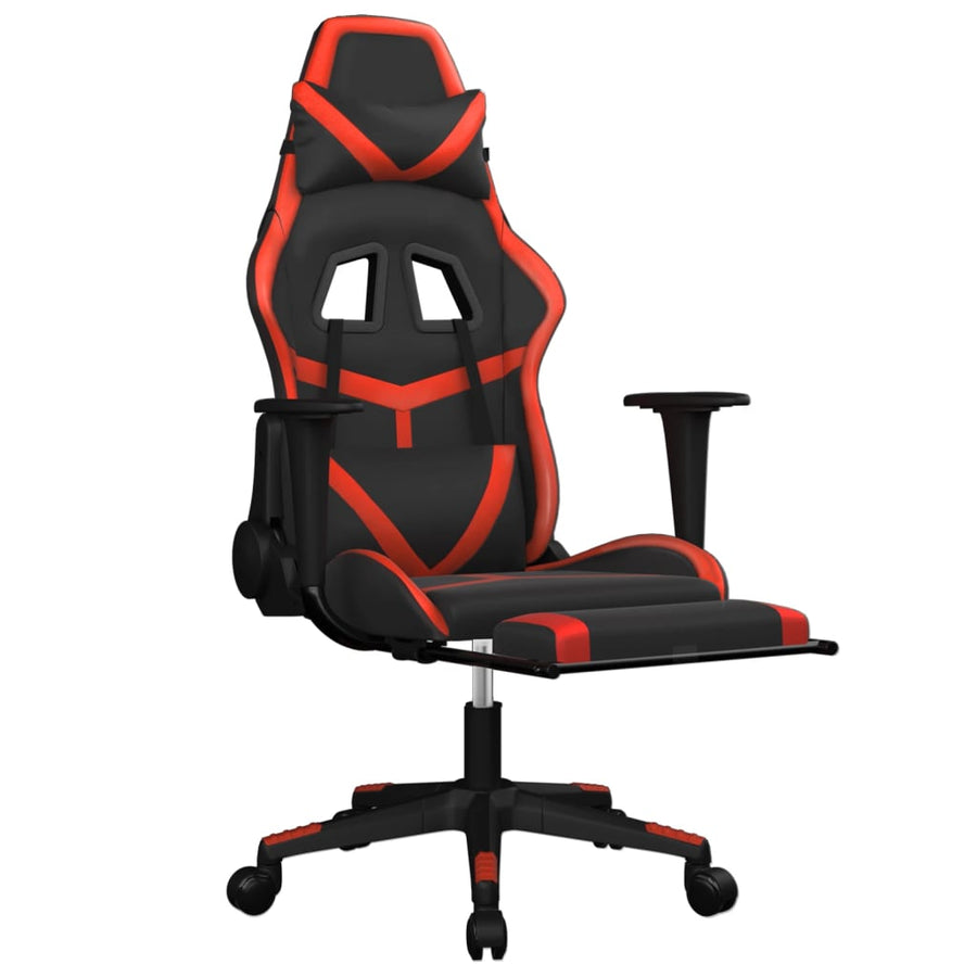Massage gamestoel met voetensteun kunstleer zwart en rood Zwart en rood Met voetensteun