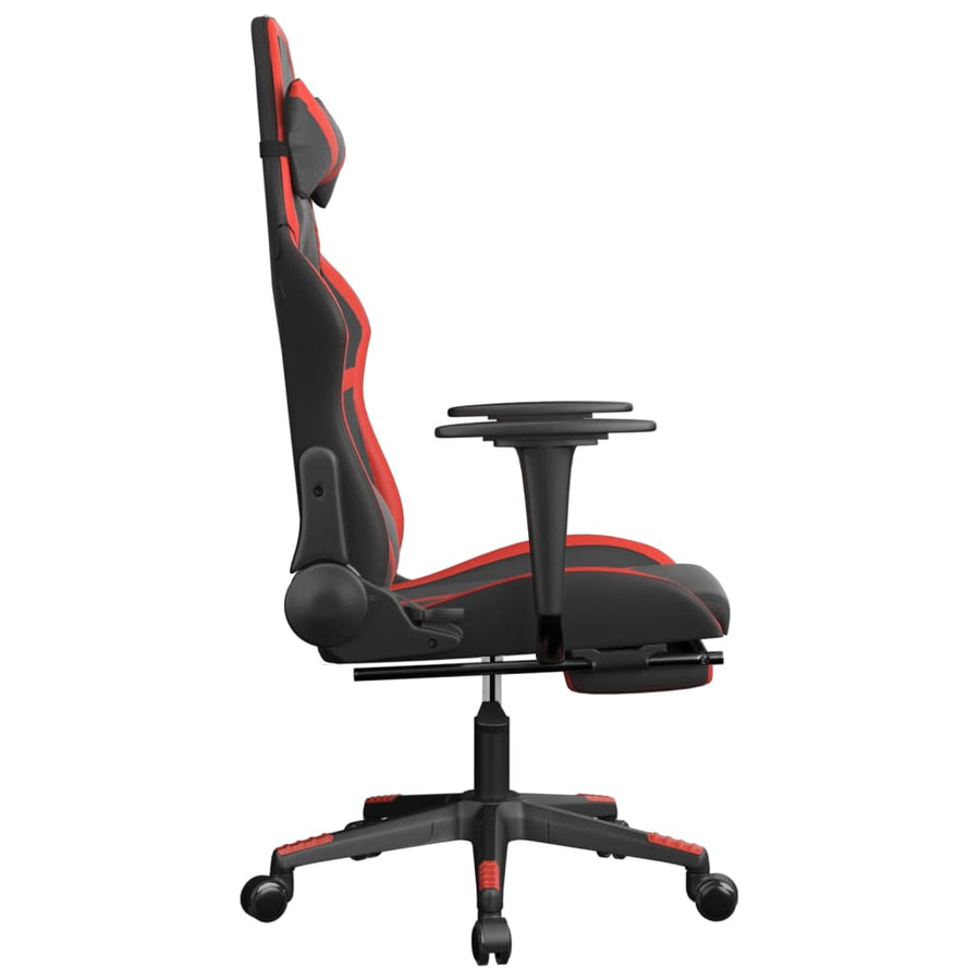 Massage gamestoel met voetensteun kunstleer zwart en rood Zwart en rood Met voetensteun