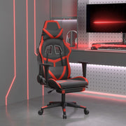 Gamestoel massage met voetensteun kunstleer zwart rood