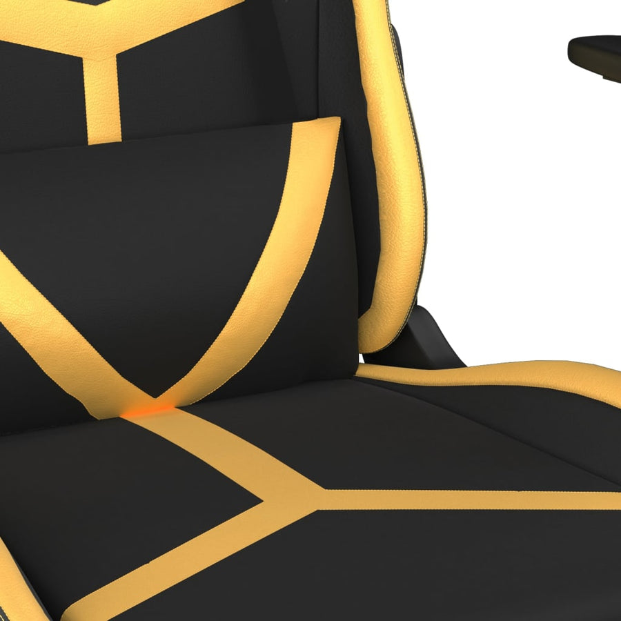 Massage gamestoel met voetensteun kunstleer zwart & goudkleurig Zwart en goud Met voetensteun