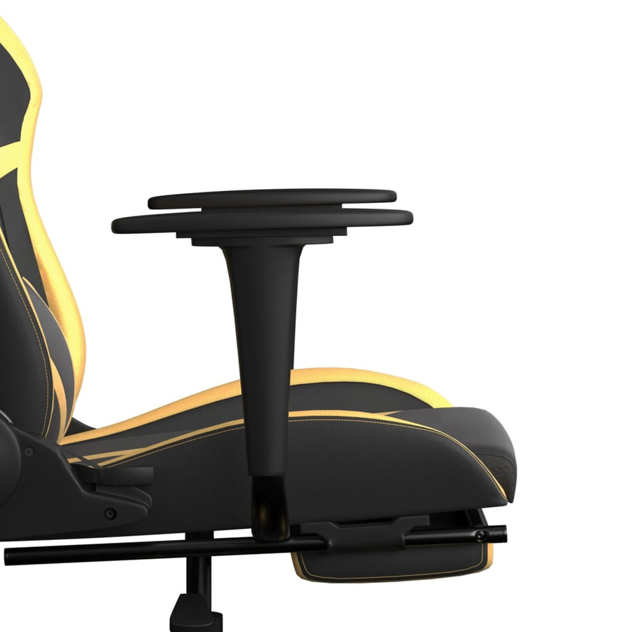 Massage gamestoel met voetensteun kunstleer zwart & goudkleurig Zwart en goud Met voetensteun