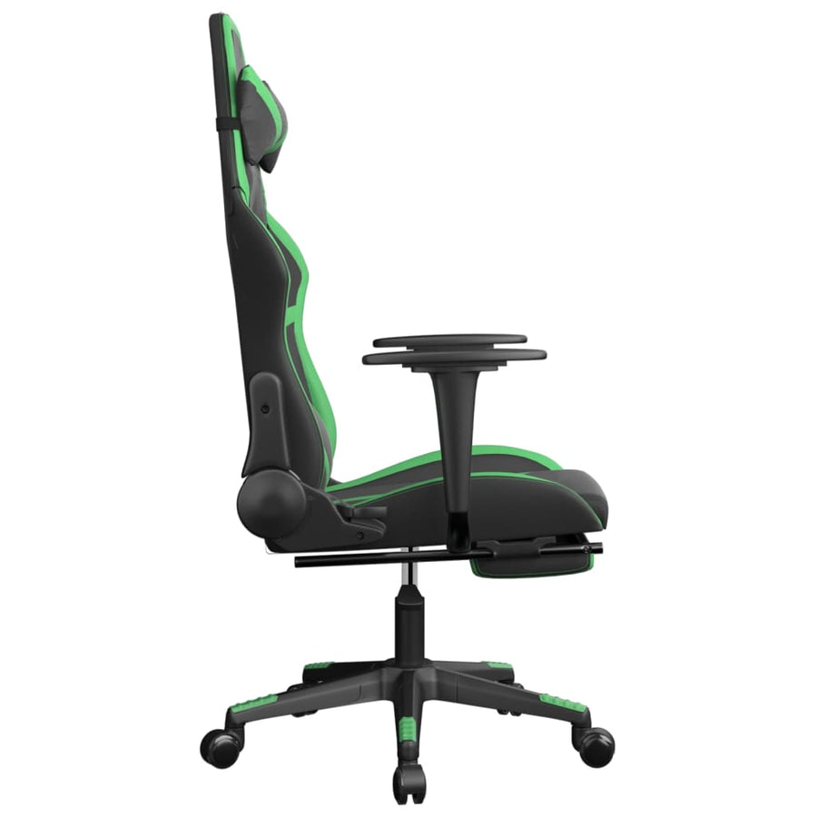 Massage gamestoel met voetensteun kunstleer zwart en groen Zwart en groen Met voetensteun