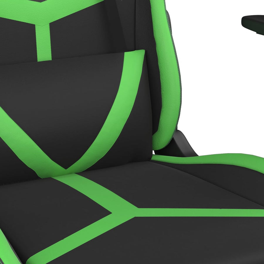 Massage gamestoel met voetensteun kunstleer zwart en groen Zwart en groen Met voetensteun