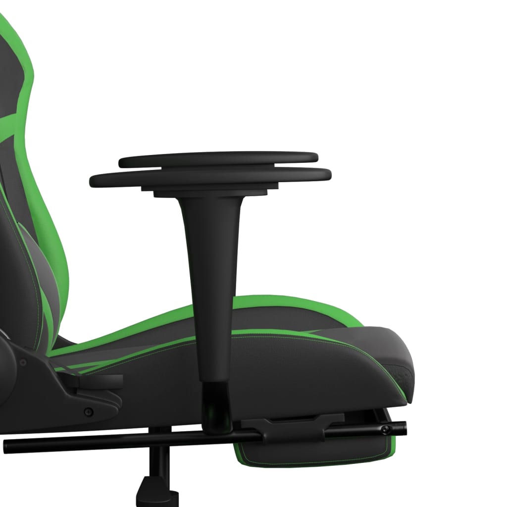 Massage gamestoel met voetensteun kunstleer zwart en groen Zwart en groen Met voetensteun