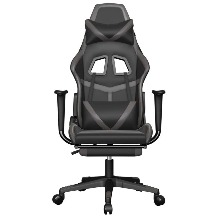 Massage gamestoel met voetensteun kunstleer zwart en grijs Zwart en grijs Met voetensteun