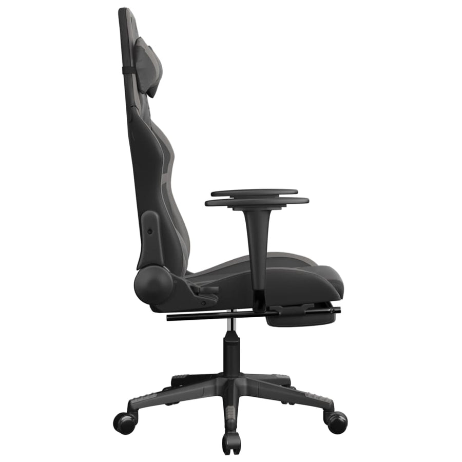 Massage gamestoel met voetensteun kunstleer zwart en grijs Zwart en grijs Met voetensteun