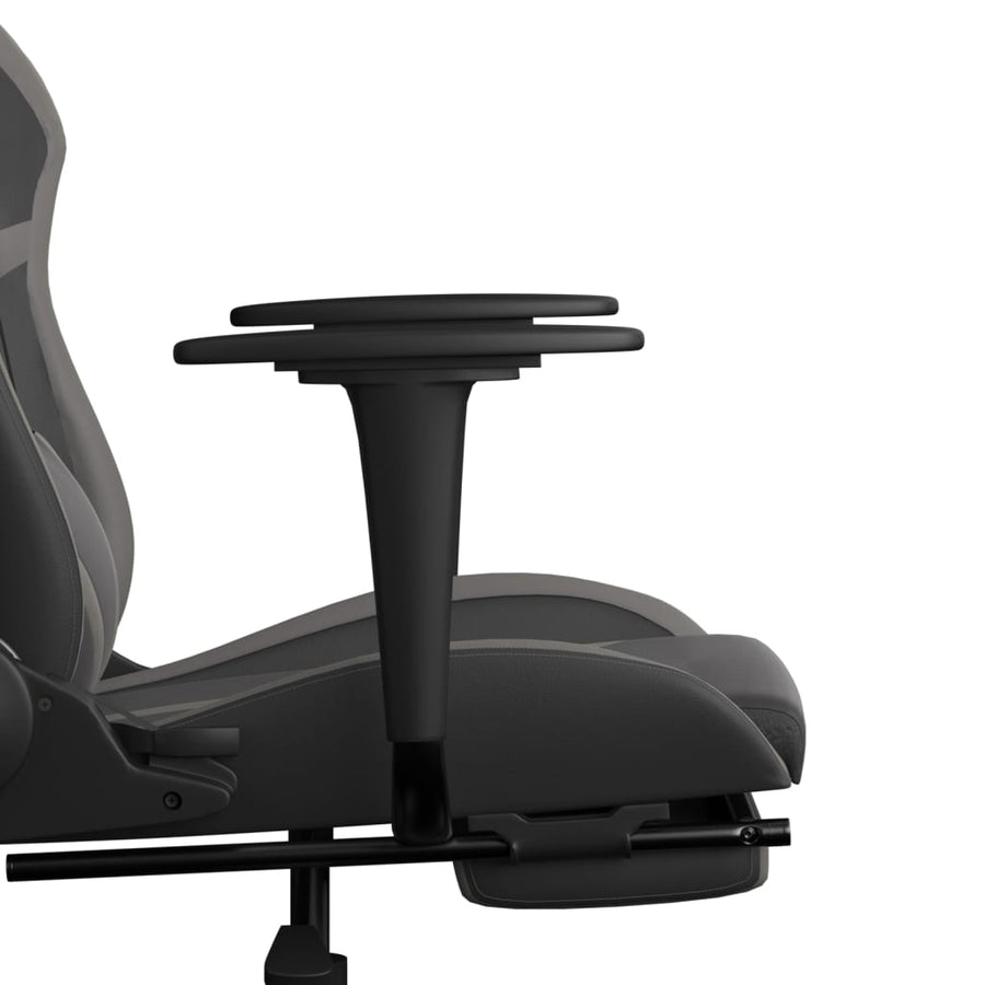 Massage gamestoel met voetensteun kunstleer zwart en grijs Zwart en grijs Met voetensteun