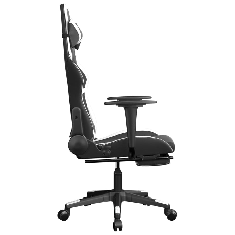 Massage gamestoel met voetensteun kunstleer zwart en wit Zwart en wit Met voetensteun