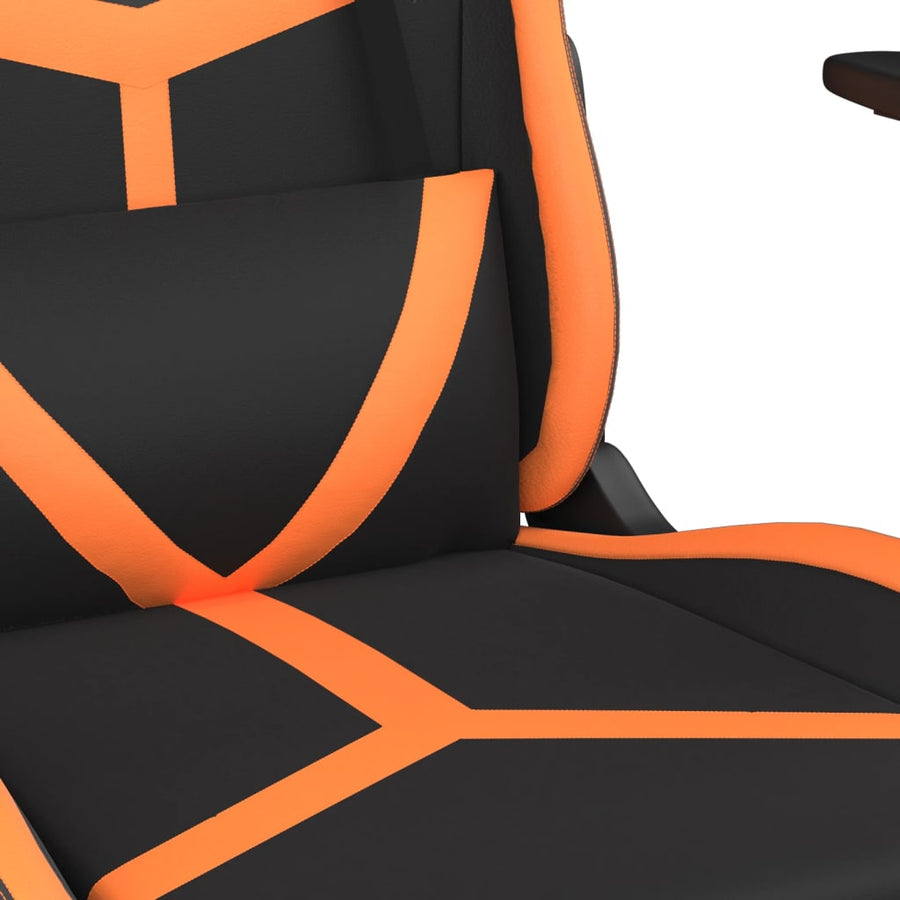 Massage gamestoel met voetensteun kunstleer zwart en oranje Zwart en oranje Met voetensteun