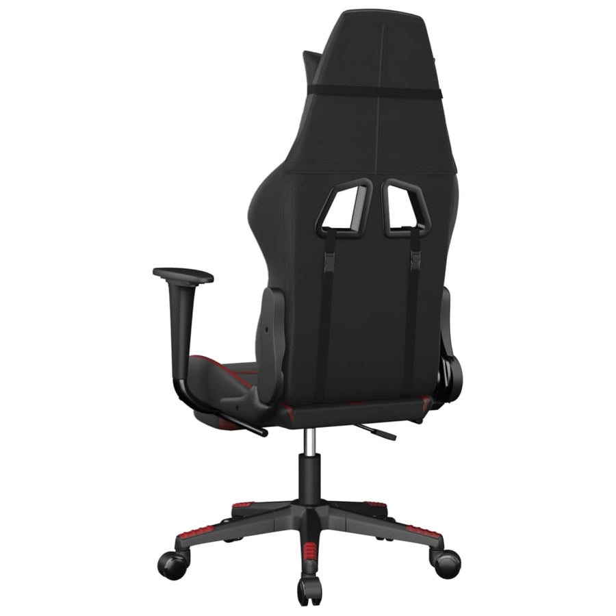 Massage gamestoel met voetensteun kunstleer zwart en wijnrood Zwart en wijnrood Met voetensteun
