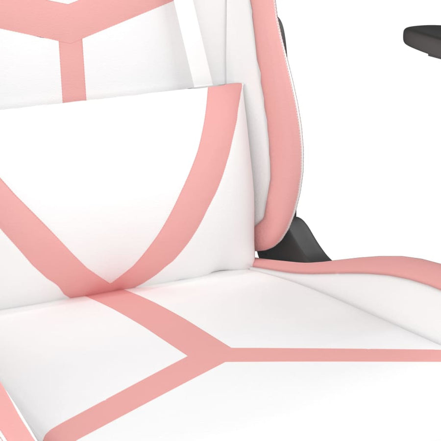 Massage gamestoel met voetensteun kunstleer zwart en roze Wit en roze Met voetensteun