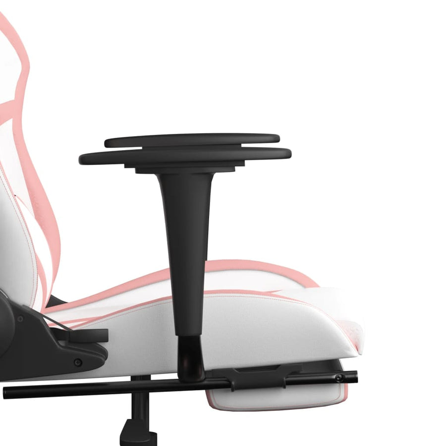 Massage gamestoel met voetensteun kunstleer zwart en roze Wit en roze Met voetensteun