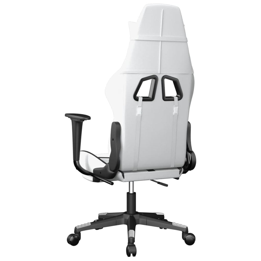 Massage gamestoel met voetensteun kunstleer wit en zwart Wit en zwart Met voetensteun
