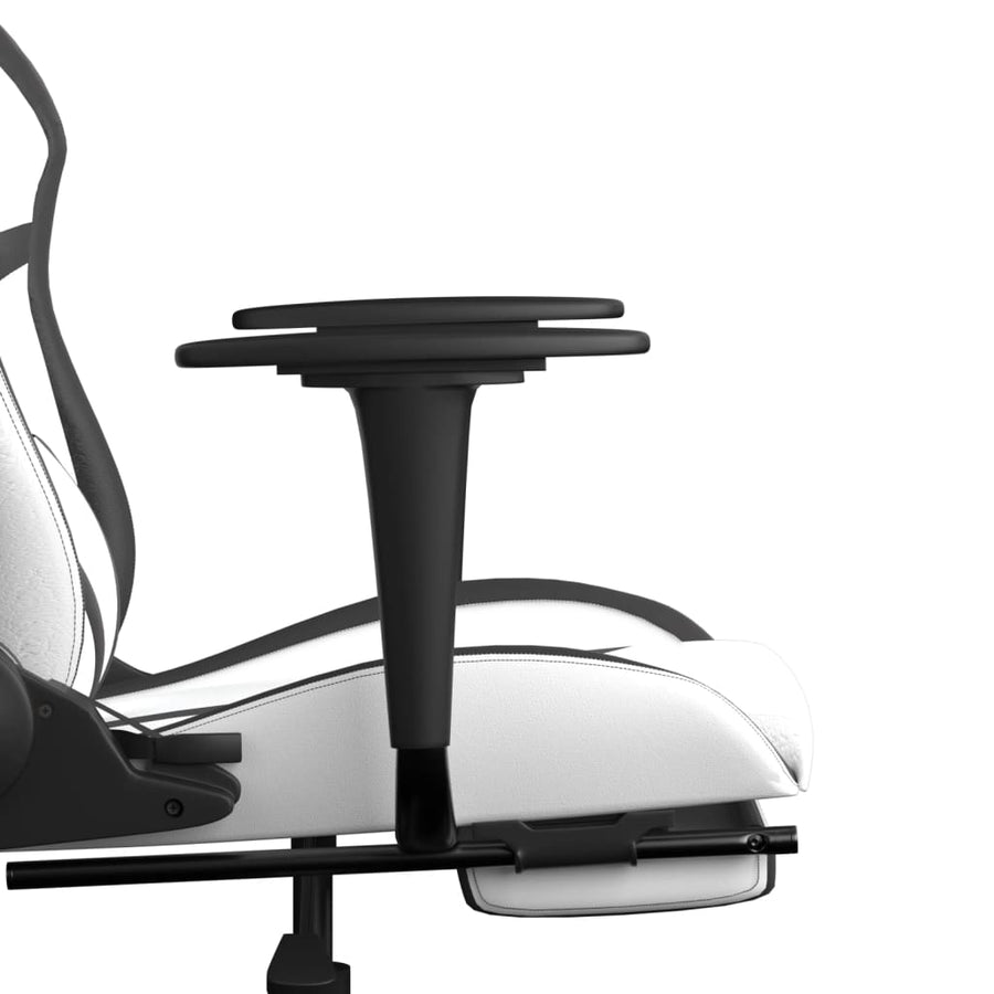 Massage gamestoel met voetensteun kunstleer wit en zwart Wit en zwart Met voetensteun