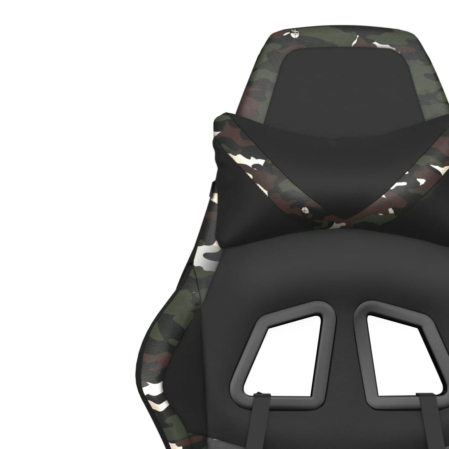 Massage gamestoel met voetensteun kunstleer zwart en camouflage Zwart en camouflage Met voetensteun