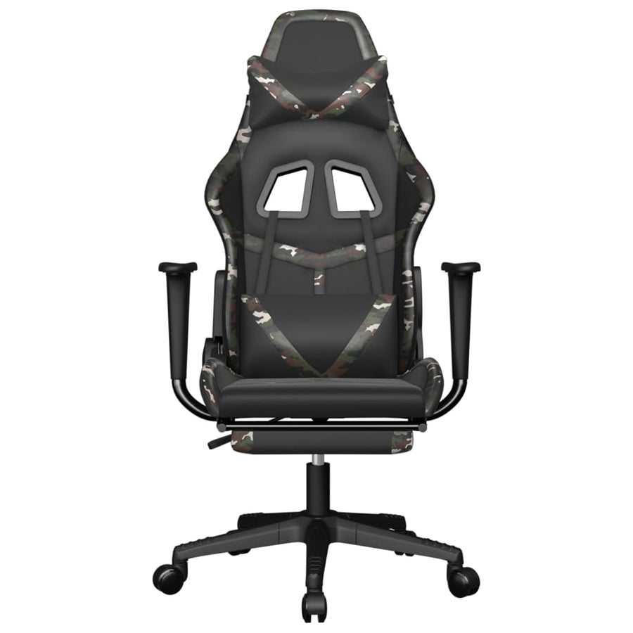 Massage gamestoel met voetensteun kunstleer zwart en camouflage Zwart en camouflage Met voetensteun