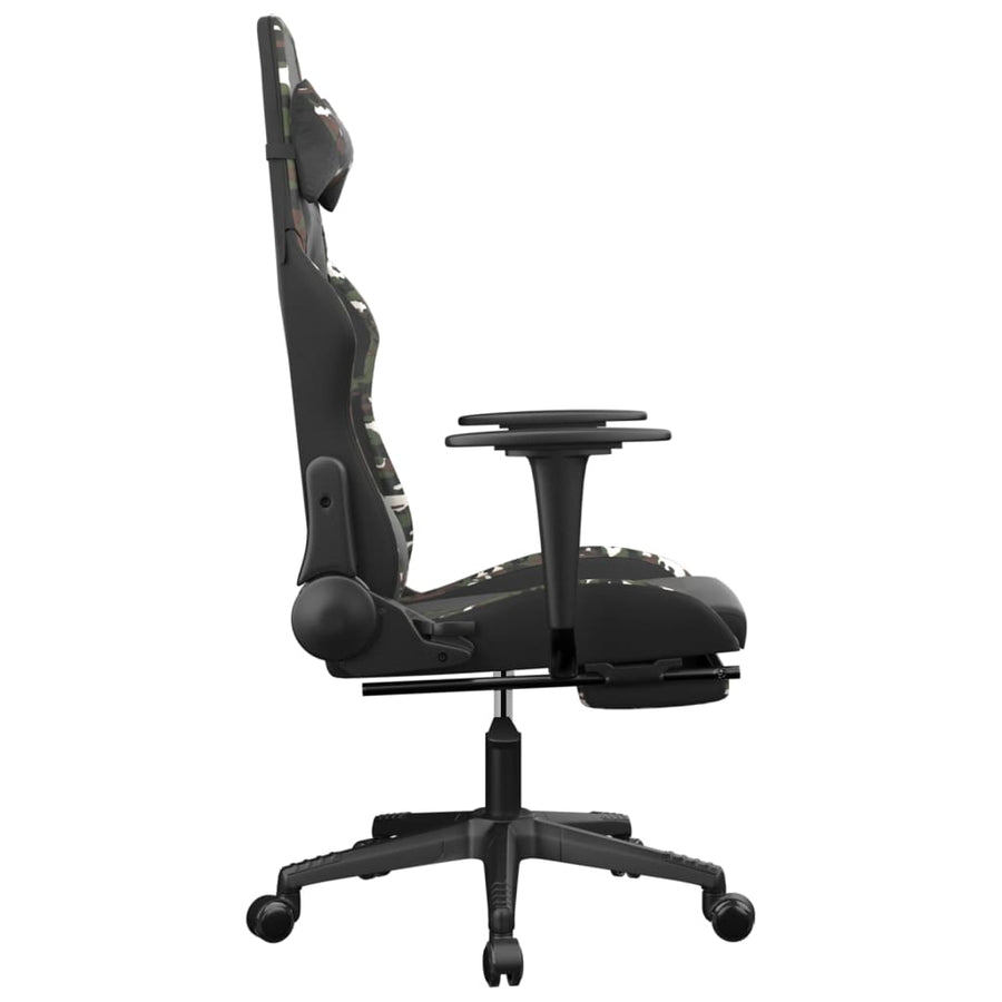 Massage gamestoel met voetensteun kunstleer zwart en camouflage Zwart en camouflage Met voetensteun