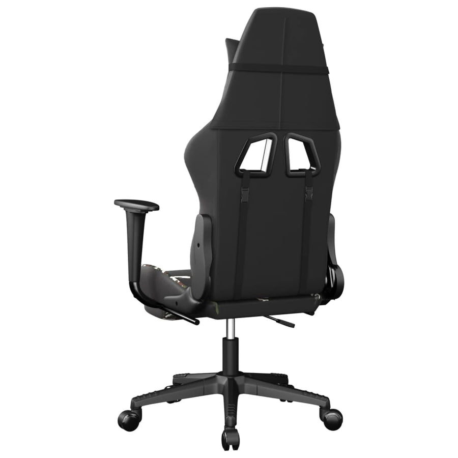 Massage gamestoel met voetensteun kunstleer zwart en camouflage Zwart en camouflage Met voetensteun
