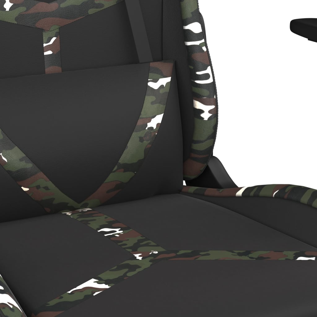 Massage gamestoel met voetensteun kunstleer zwart en camouflage Zwart en camouflage Met voetensteun