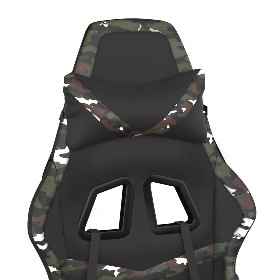 Massage gamestoel met voetensteun kunstleer zwart en camouflage Zwart en camouflage Met voetensteun
