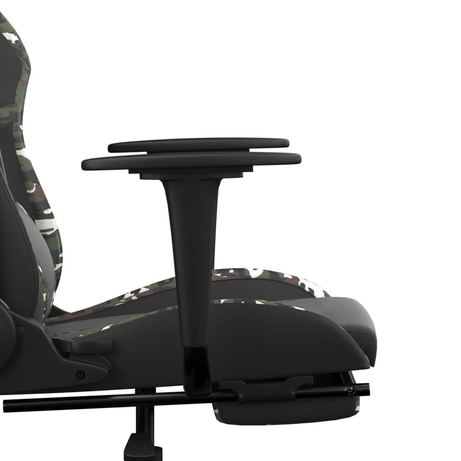Massage gamestoel met voetensteun kunstleer zwart en camouflage Zwart en camouflage Met voetensteun