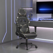Gamestoel met massage en voetensteun kunstleer zwart camouflage