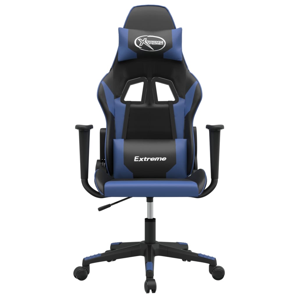 Massage gamestoel kunstleer zwart en blauw 1 Zwart en blauw