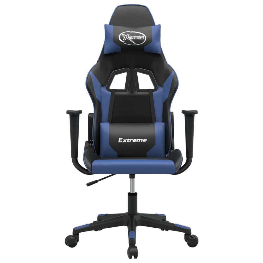 Massage gamestoel kunstleer zwart en blauw 1 Zwart en blauw