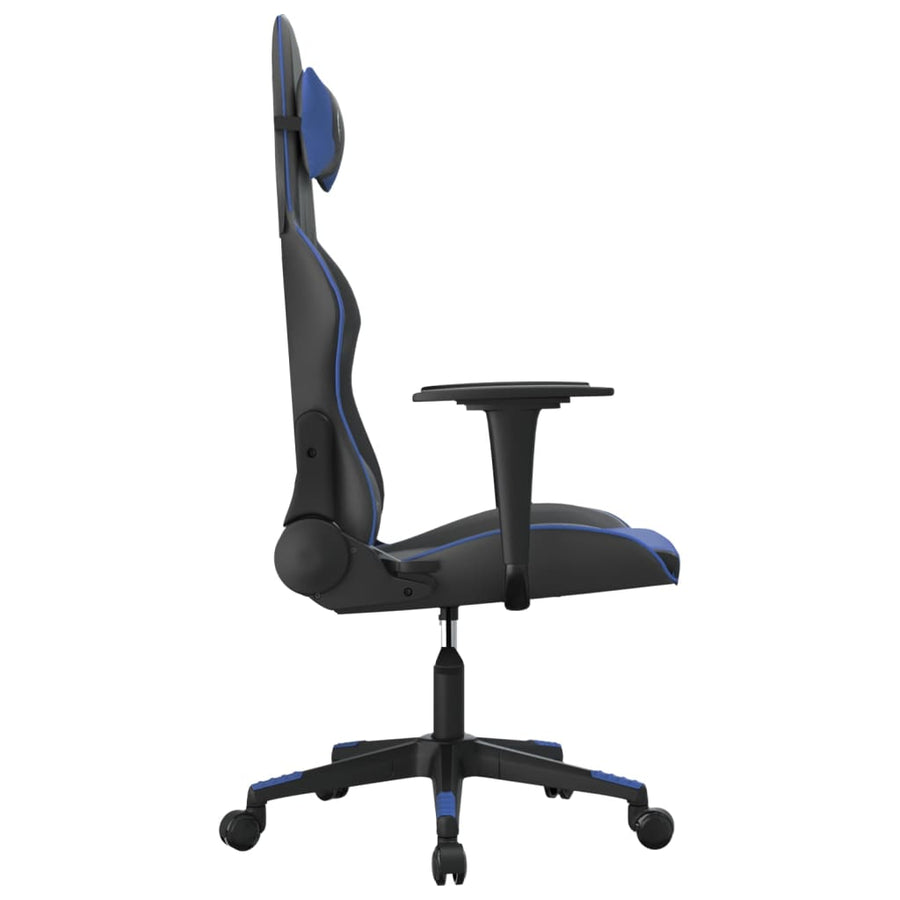 Massage gamestoel kunstleer zwart en blauw 1 Zwart en blauw