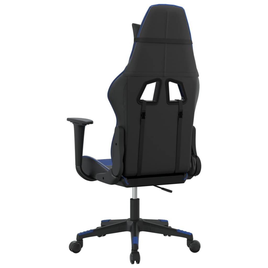 Massage gamestoel kunstleer zwart en blauw 1 Zwart en blauw